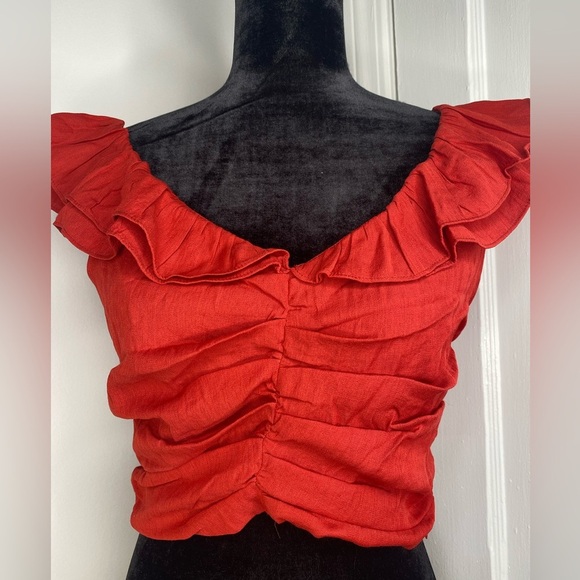 DO+BE NWT Red Smocked Ruffle Crop Top - Picture 6 of 9